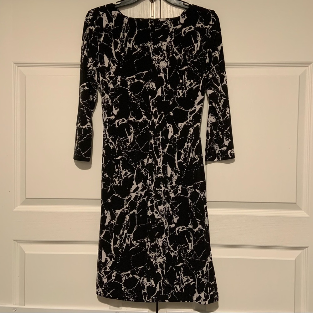 Calvin Klein Marble Pattern Dress (black & white) size small ruched left side